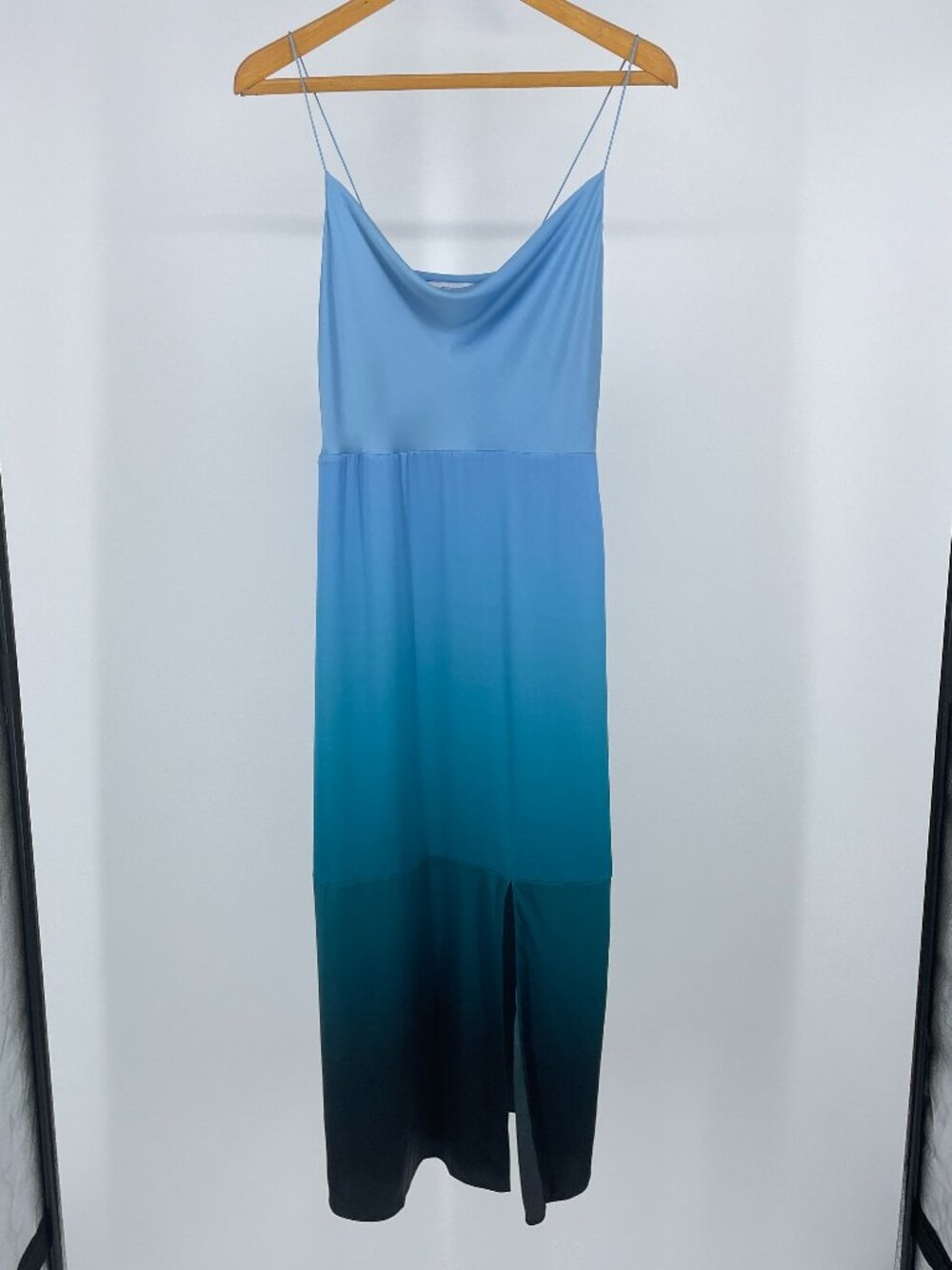 Intermix 100% Silk Blue to Green Gradient Ombre Slip Dress Size 2